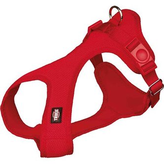 Soft postroj, jemný, vypolstrovaný, červený - S-M:hruď:35-60cm/20mm