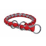 Nylonový obojek kulatý CAVO - červeno/stříbrný DOPRODEJ - S-M:35-41cm/12mm