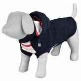 Tmavě modrá vlněná vesta s náplety ASSISI - DOPRODEJ - L: 60cm, hruď: 69cm