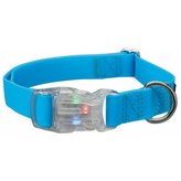 Neonový obojek se svítící karabinou M-L 35-55 cm/25 mm modrý - DOPRODEJ (RP 2,10 Kč)