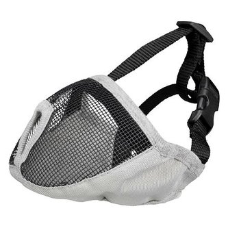 Náhubek pro krátkonosá plemena, polyester M 27 cm šedý - DOPRODEJ
