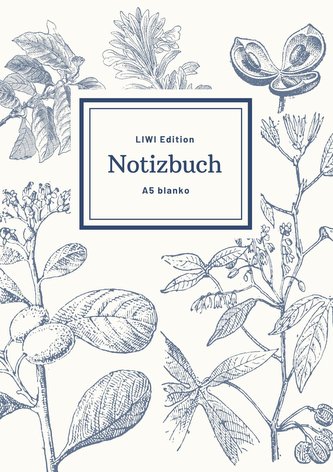 Notizbuch schön gestaltet mit Leseband - A5 Hardcover blanko - 100 Seiten 90g/m² - floral hellgrau - Papier aus nachhaltiger Forstwirtschaft
