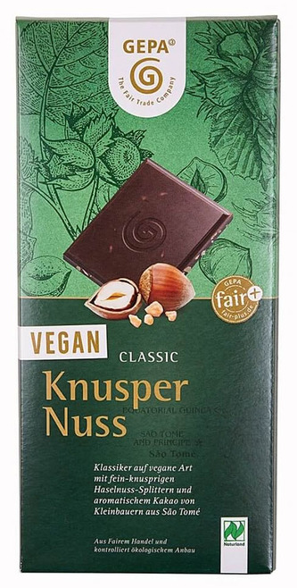 Gepa Bio vegan mléčná čokoláda s lískovými oříšky, 100 g