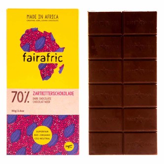 Fairafric Bio hořká čokoláda se 70 % kakaa, vyrobená v Ghaně, 80 g