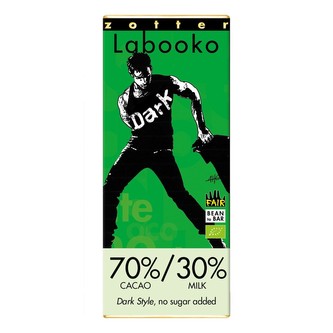 Bio mléčná čokoláda Zotter se 70 % kakaa a 30 % mléka