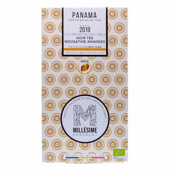Millésime Chocolat Bio hořká čokoláda s mandlovou náplní Panama 75 %, 70 g