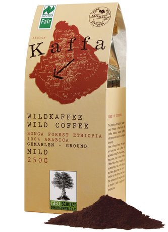 Bio mletá divoká káva Kaffa jemná, 250 g