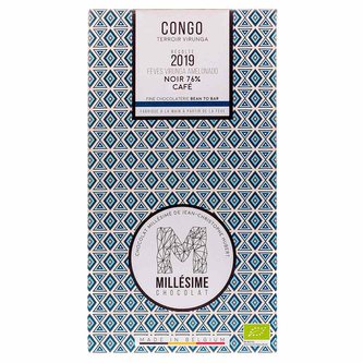 Millésime Chocolat Bio hořká čokoláda s kávou Kongo 76 %, 70 g