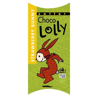 Zotter Bio čokoládové lízátko Jahodový zajíček, 20 g