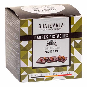 Millésime Chocolat Bio hořké napolitánky s pistáciemi Guatemala 74 %, 75 g