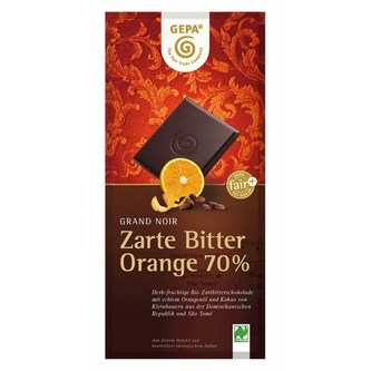 Gepa Bio hořká čokoláda 70% s pomerančovým olejem, 100 g