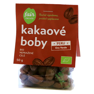 Fairobchod Bio nepražené kakaové boby Peru Oro Verde, 50 g