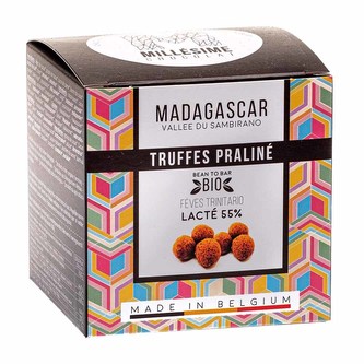 Millésime Chocolat Bio lanýžové pralinky z čokolády Madagaskar 55 %, 75 g