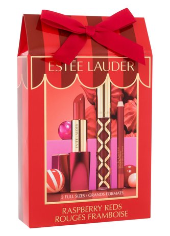 Estée Lauder Raspberry Reds rtěnka Pure Color Envy 3,5 g + lesk na rty Pure Color Envy 2,7 ml 307 Wicked Gleam + tužka na rty Double Wear 0,8 g 07 Red