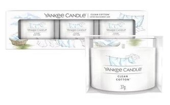 YANKEE CANDLE Clean Cotton svíčka votivní sada 3ks