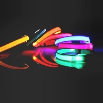 Reedog Colour svíticí obojek pro malé, střední a velké psy-oranžová / 32 - 50 cm