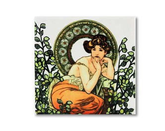 Keramický magnet 6x6 cm, Mucha white