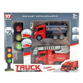 Auta hasičská kovová, se semaforem, 27 cm