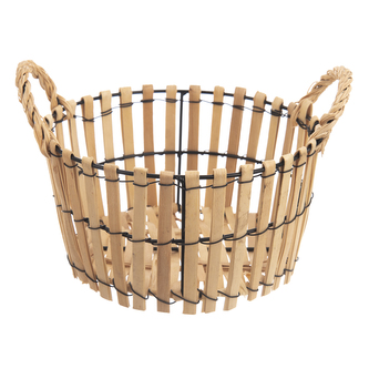 Košík dřevo/kov velký 35x35x22 cm