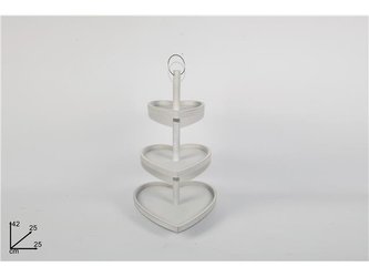 Etažérka dřevo srdce 3 patra 25x42 cm