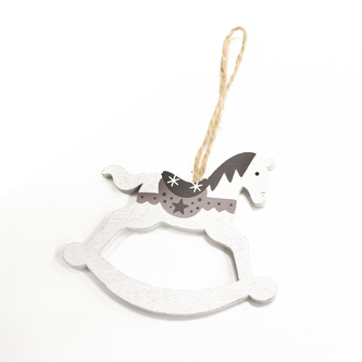 Koník dřevo závěsný bílý 9x7,5x0,5 cm