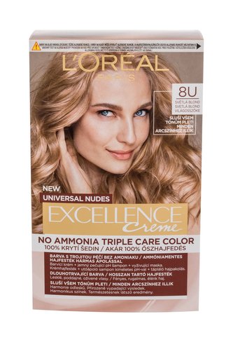 L´Oréal Paris Excellence Barva na vlasy Creme Triple Protection 48 ml 8U Light Blonde pro ženy