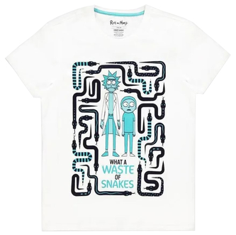 Pánské tričko Rick & Morty: Waste Of Snakes (L) bílá bavlna