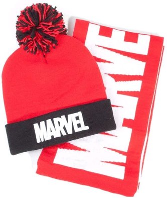 Zimní dárkový set čepice a šála Marvel: Logo Box (univerzální)