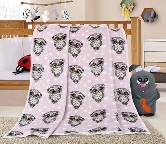 ELLA dětská přikrývka - sovička růžová - 75x100 cm