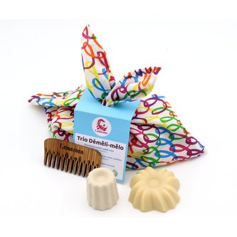 Lamazuna Dárková sada na vlasy trio - vanilka a kokos - v upcyklovaném pytlíku