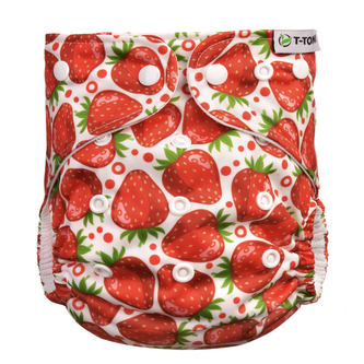 Kalhotková plena AIO - přebalovací set patentky, strawberries