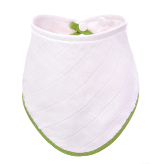 BIO Bambusový slintáček, white with green edging / bílý se zeleným okrajem