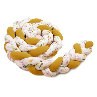 Pletený mantinel 360 cm, mustard + flowers