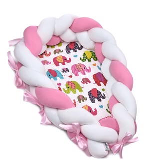 Pletené  hnízdečko 2v1, pink elephant