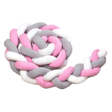 Pletený mantinel 220 cm, white + grey + pink