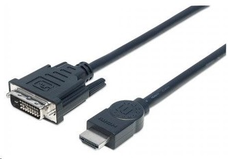 MANHATTAN HDMI Male to DVI-D 24+1 Male, Dual Link, Black, 5m