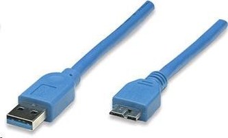 MANHATTAN Kabel USB 3.0 A-Micro B propojovací 2m, modrý