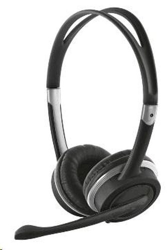 Sluchátka "Mauro", černá, s mikrofonem, ovládání hlasitosti, USB, TRUST