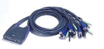 ATEN přepínač KVM 4-port VGA KVMP USB2.0, mini, audio, 0,9m kabely