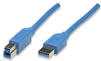 MANHATTAN Kabel USB 3.0 A-B propojovací 3m, modrý