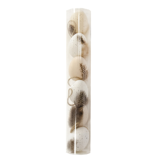 Vajíčka velikonoční závěsná s peříčky 6 ks 6 cm