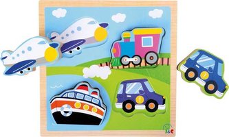 Small Foot Dřevěná hračka puzzle dopravní vozidla