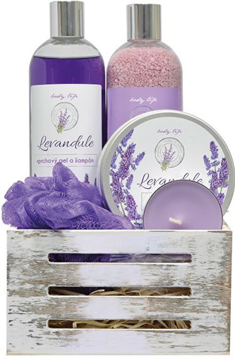 body tip Dárkové balení Levandule PREMIUM v dřevěné bedýnce