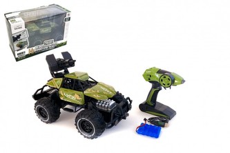 Auto RC buggy vojenské 35cm plast 2,4GHz + dobíjecí pack v krabici 45x31x22cm