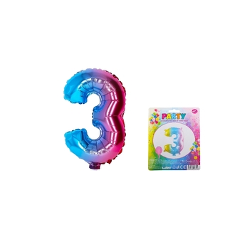 Balónek nafukovací - číslo 3 duhový