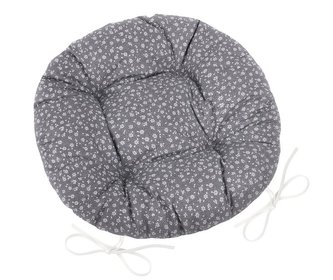 Sedák Adéla prošívaný kulatý - šedý kvítek - průměr 40 cm