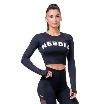 Dámské tričko Crop Top Sporty Hero Long Sleeves Mocha - NEBBIA - Velikost M