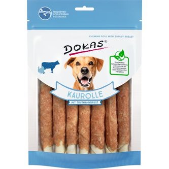 Dokas – Tyčinky z hovězí kůže obalené krůtím masem 190 g Dokas – Tyčinky z hovězí kůže obalené krůtím masem 190 g