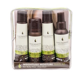 Macadamia Professional Weightless Moisture šampon 100 ml + kondicionér 100 ml + bezoplachový kondicionér 100 ml + hydratační suchý olej 50 ml + kosmetická taštička