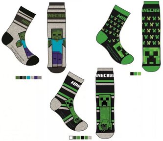 SADA  3 KS PONOŽKY MINECRAFT - velikost 35-38